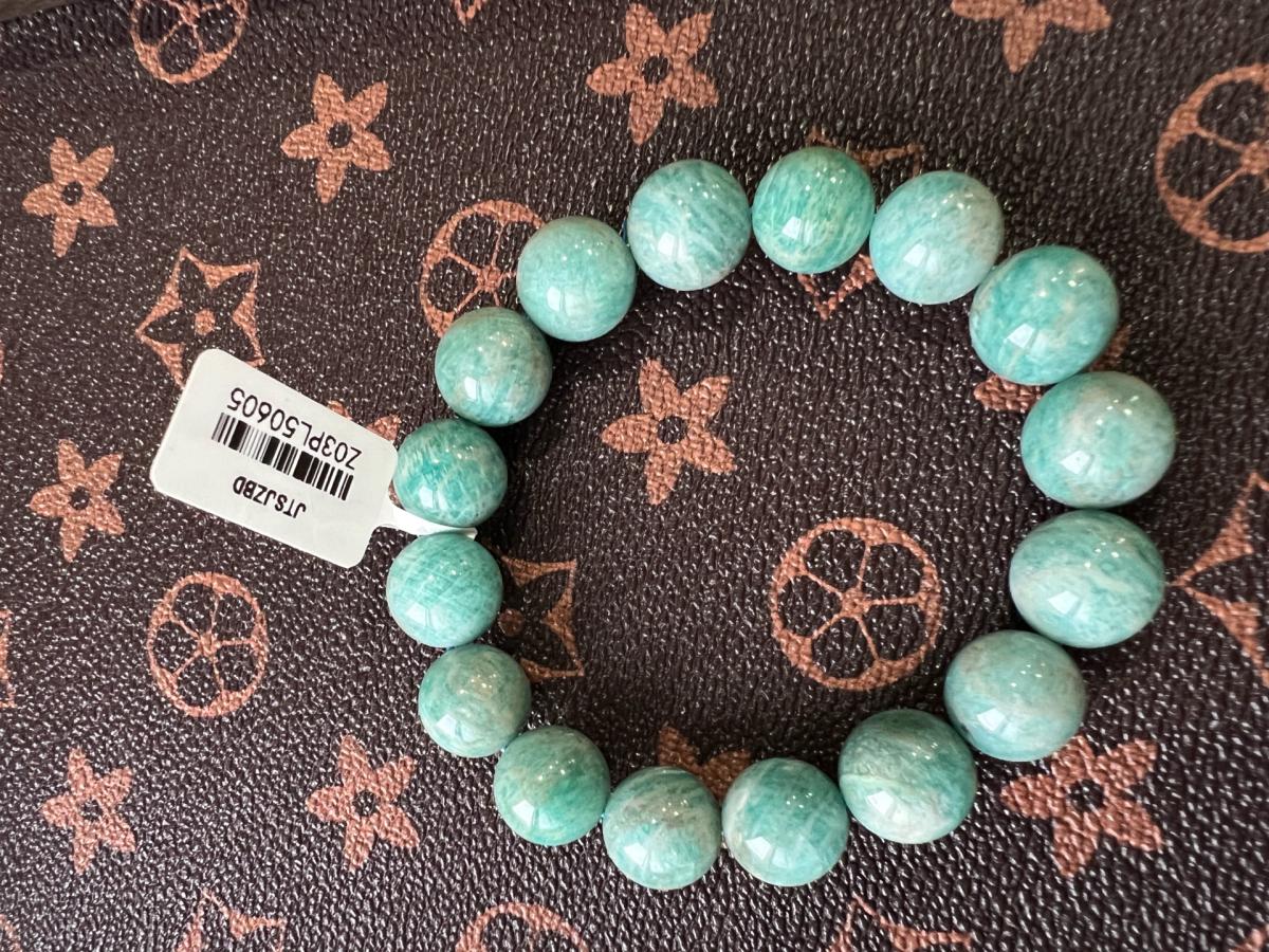 13mm Natural Amazonite Stretch Bracelet Blue Green Crystal