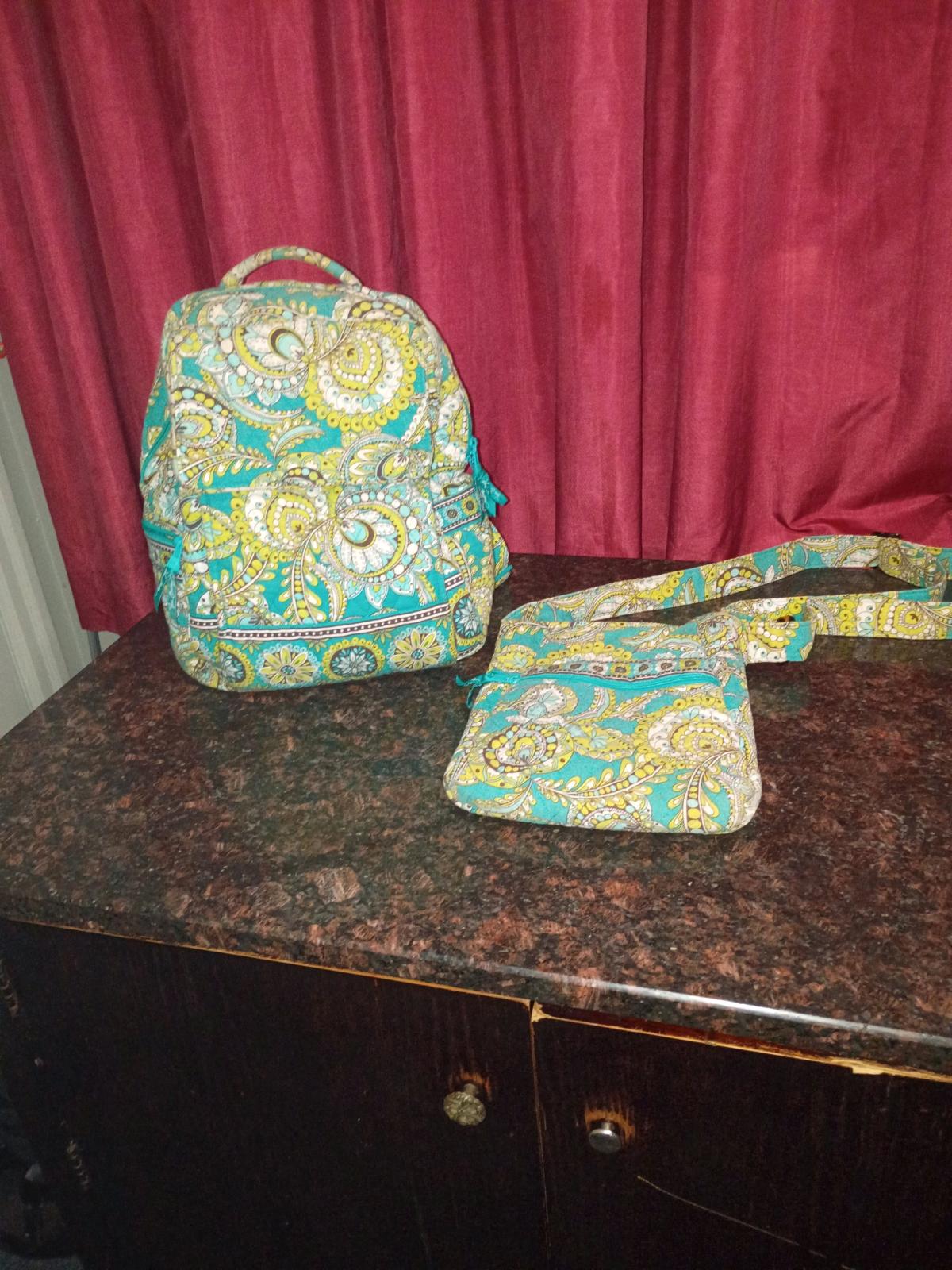 Vera Bradley peacock print book bag and matching a bag