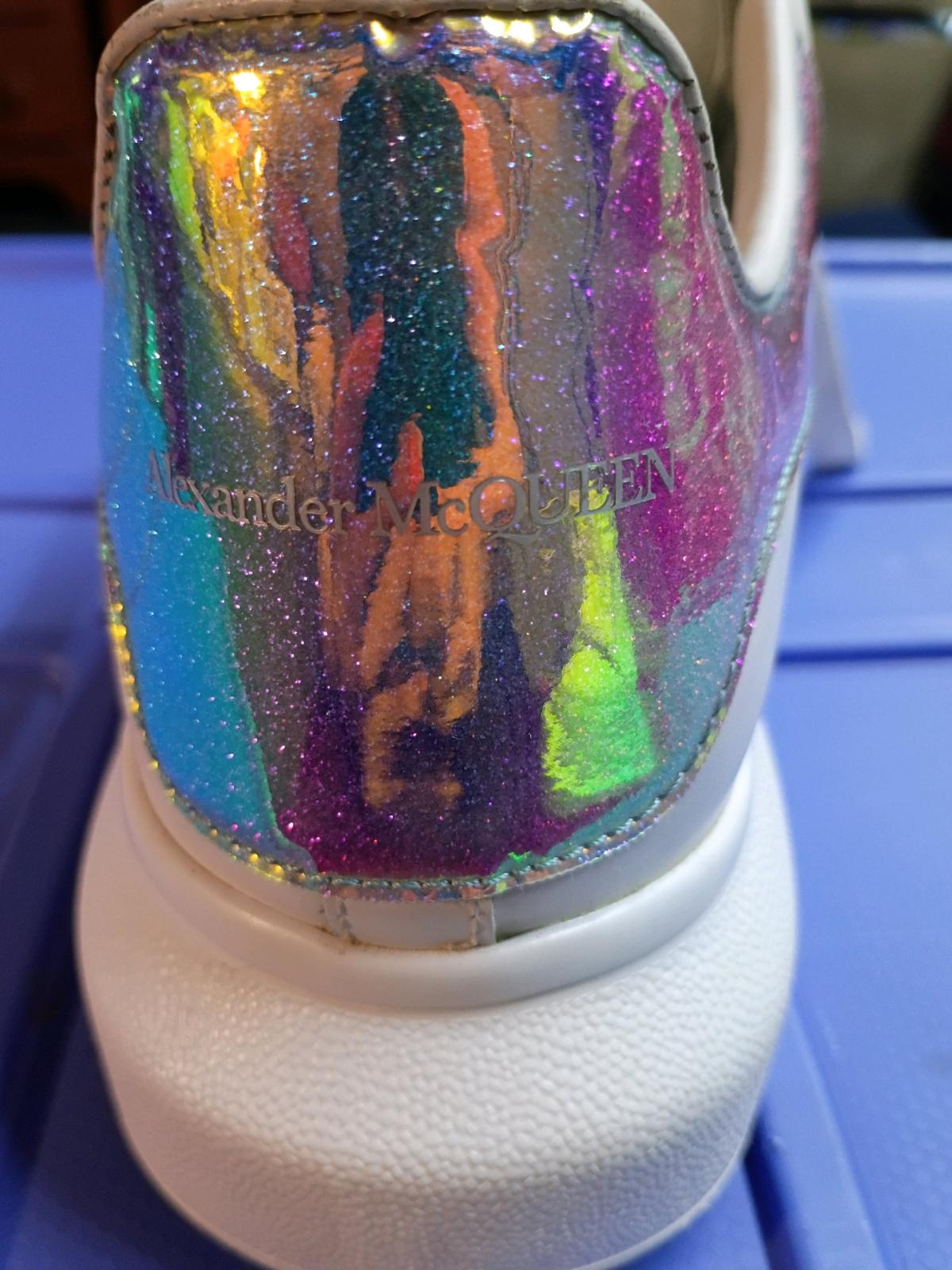 Alexander McQueen Oversized white and iridescent heels