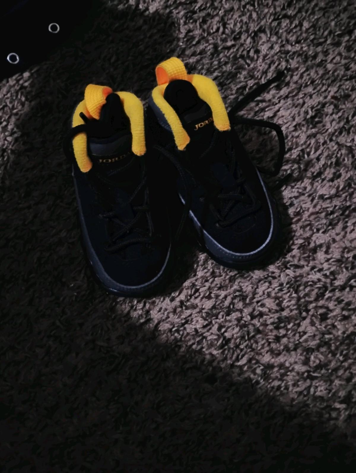 black and yellow baby boy jordans size 3y