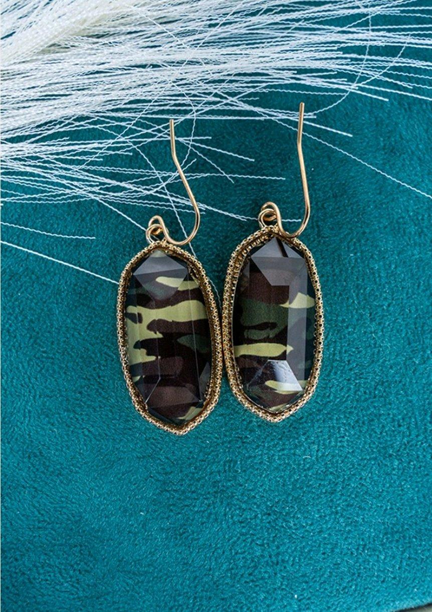 Camo Goldtone Earrings