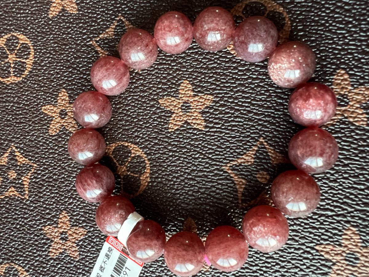 12mm Plum Purple Starlight Strawberry Quartz Bracelet Natura
