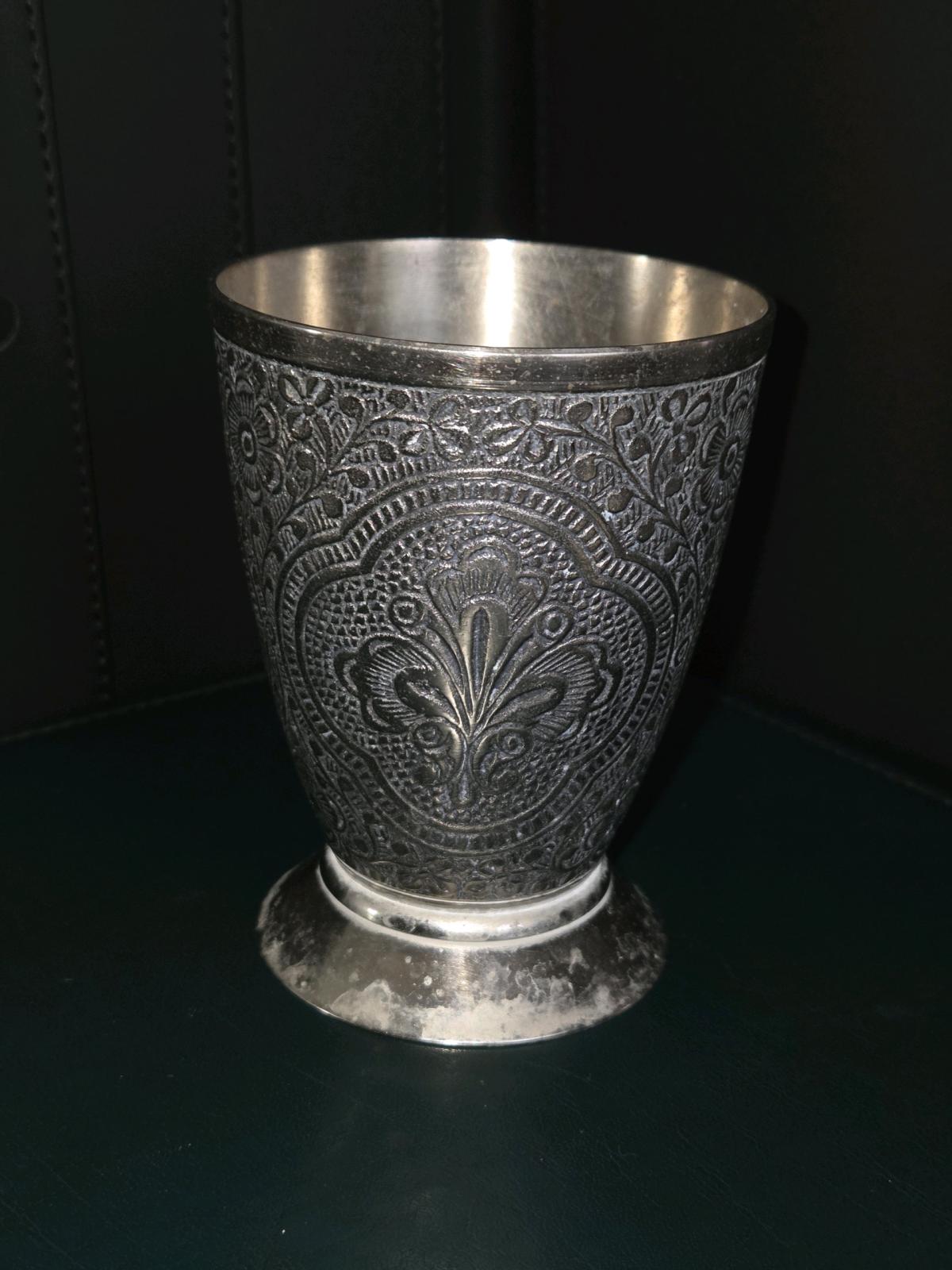 Late 1900 Century Vintage German Silver Plated Zinn Cup