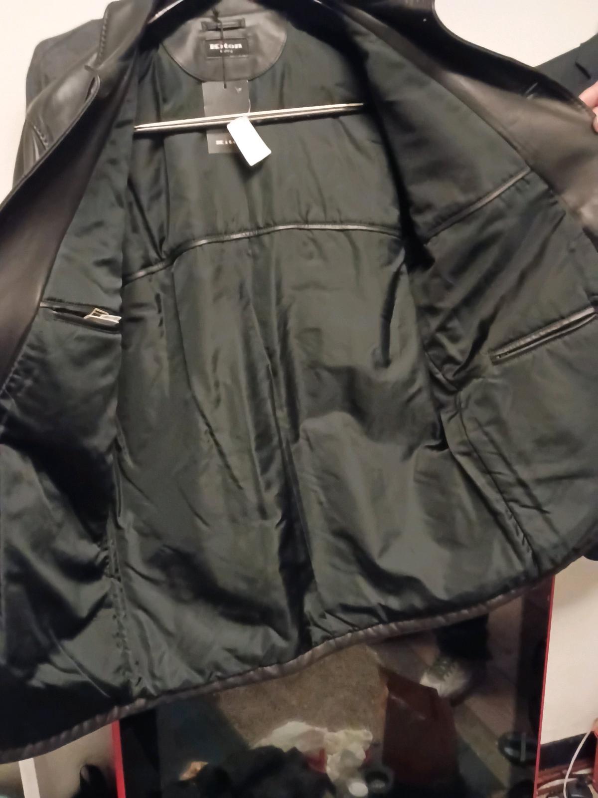 Sleek Kiton leather trench for men Smooth finish with minima