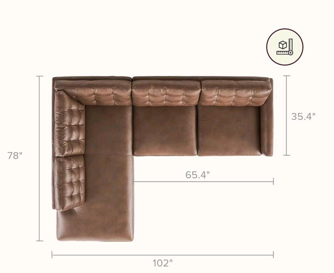 castlery leather sectional couch