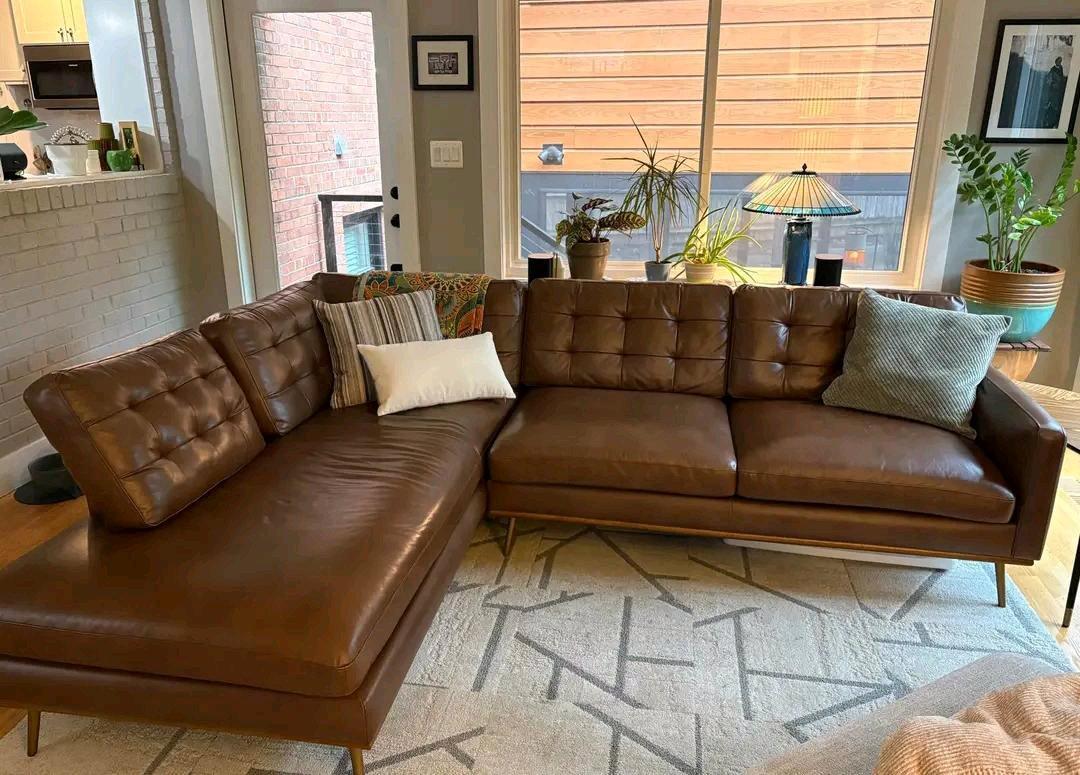castlery leather sectional couch