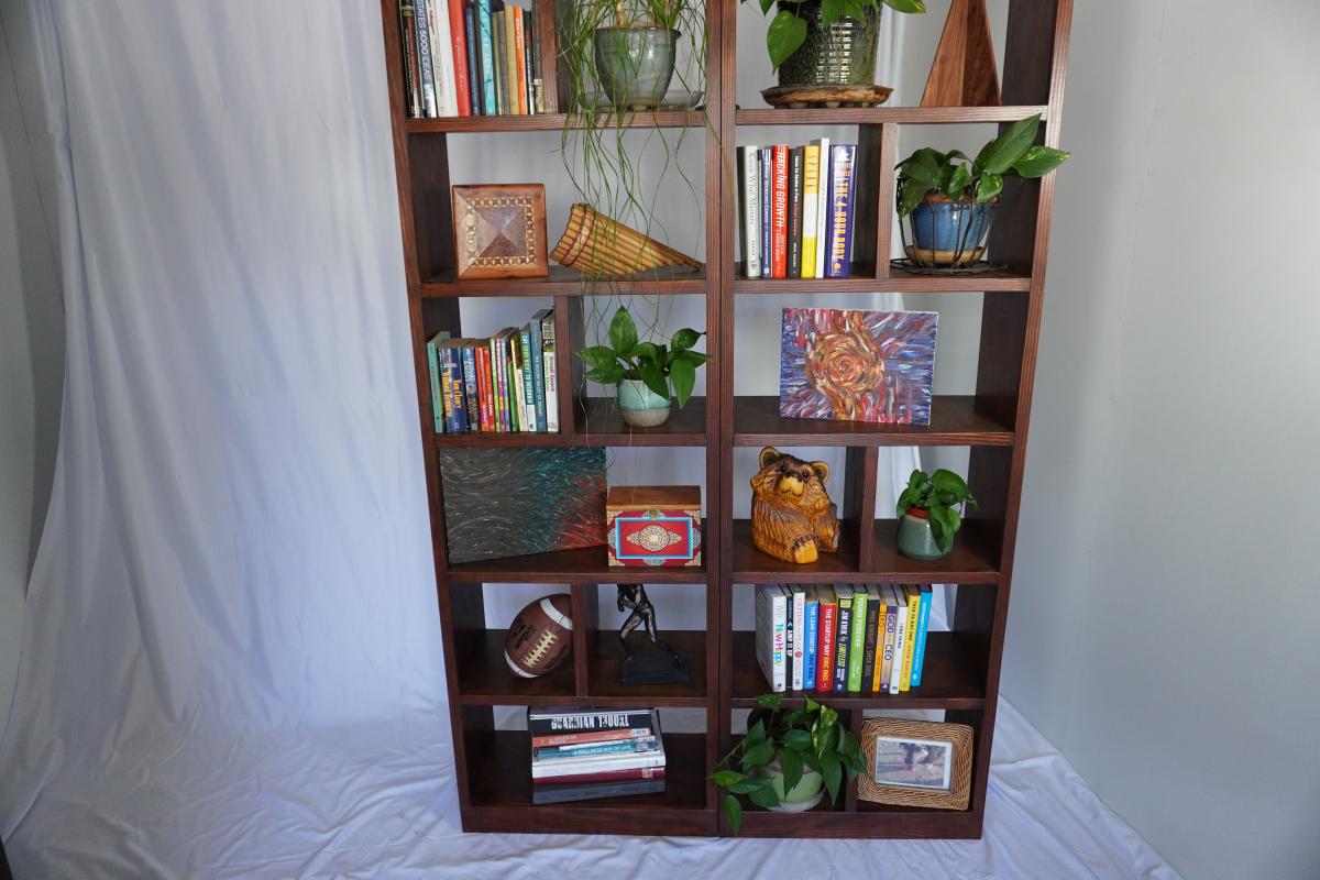 Custom Handcrafted Solid Wood Bookcase Set - Hickory Finish