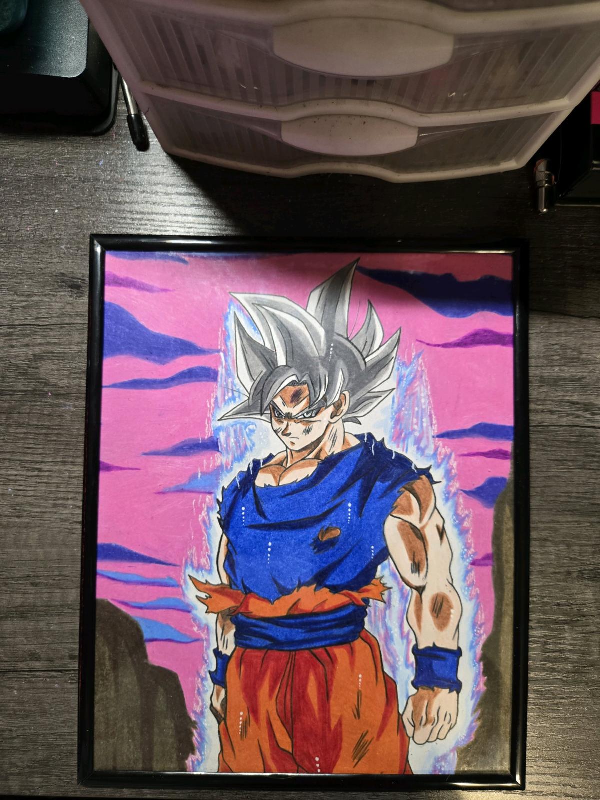Goku Ultra Instinct Framed Hand Drawn Art
