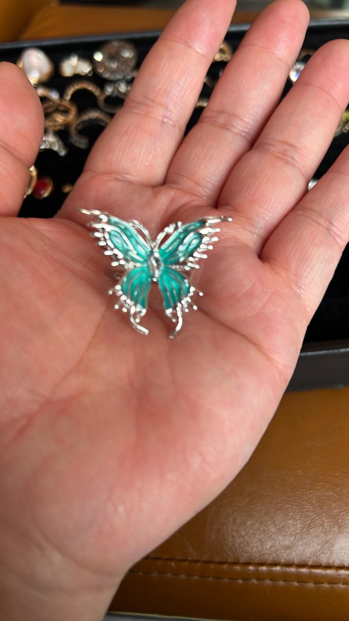 Blue Butterfly Ring Adjustable