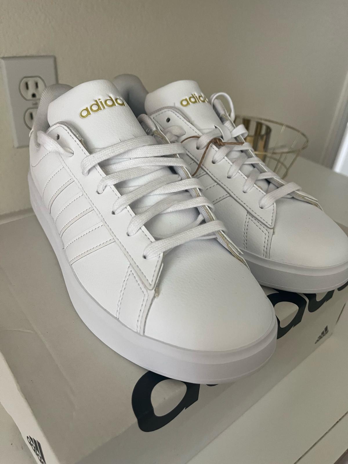 All White Adidas Grand Courts