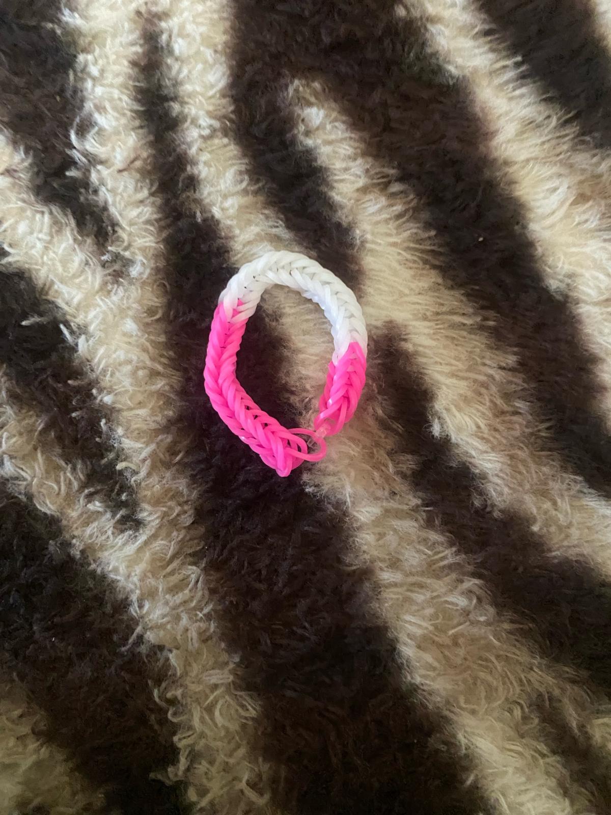 hot pink with white on the bracelet