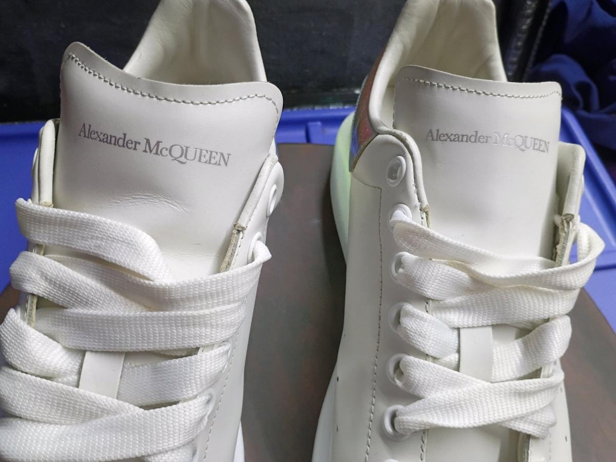 Alexander McQueen Oversized white and iridescent heels