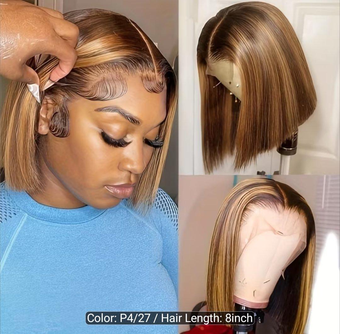 WOMENS 8 INCH MULTI COLOR HUMAN HAIR LACE FRONT WIG