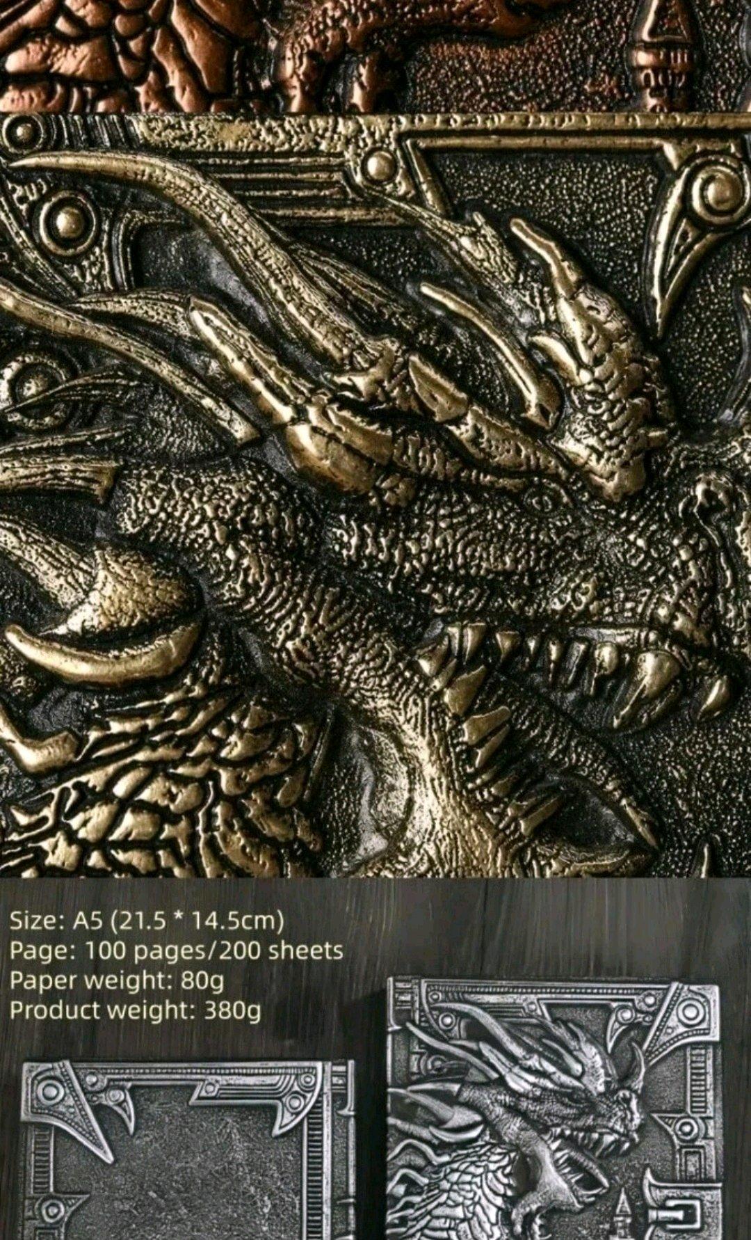 Metallic Notebook Journal Book 3D Red  Antique Bronze Silver