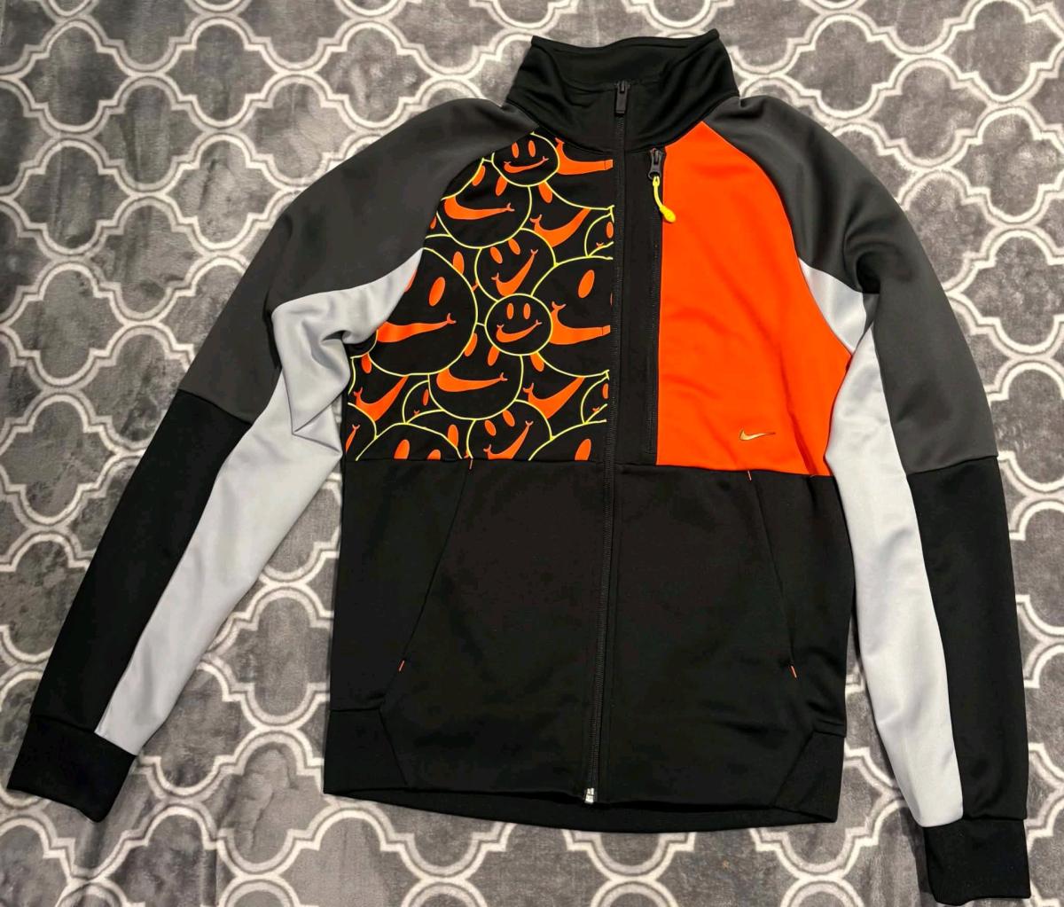 Nike Mens Black  Orange FullZip Jacket with Smile Print