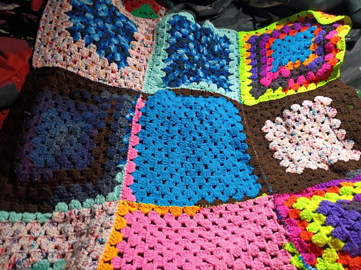 Multi colored granny square Crochet Blankets