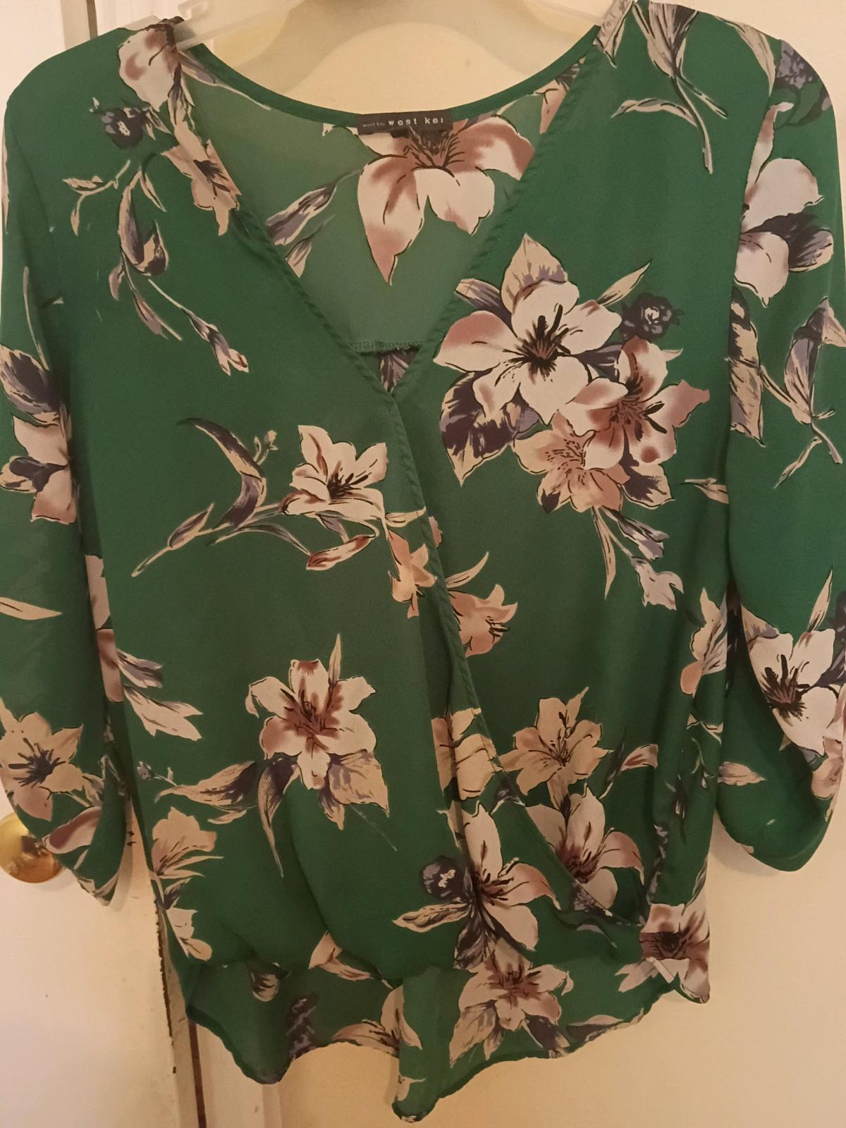 Green floral blouse size medium