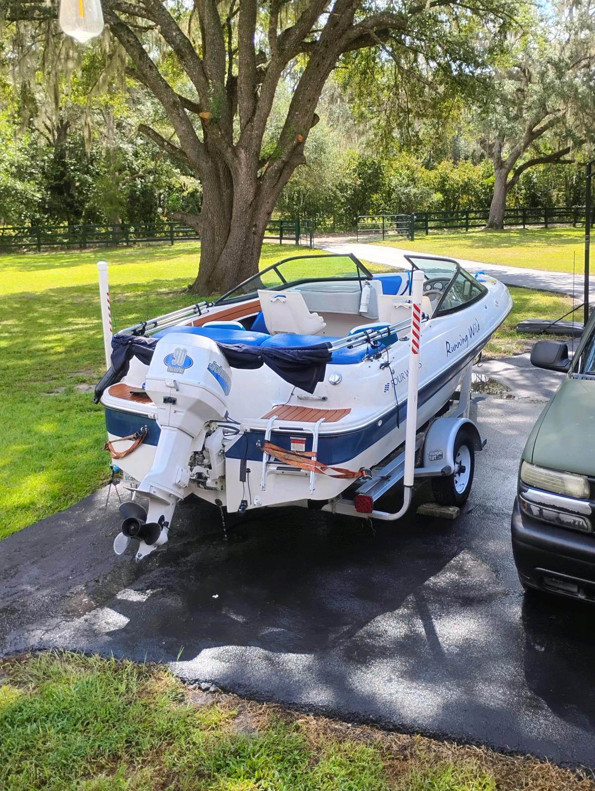 Boat 90 Johnson Motor Trailer Bimini TopCover