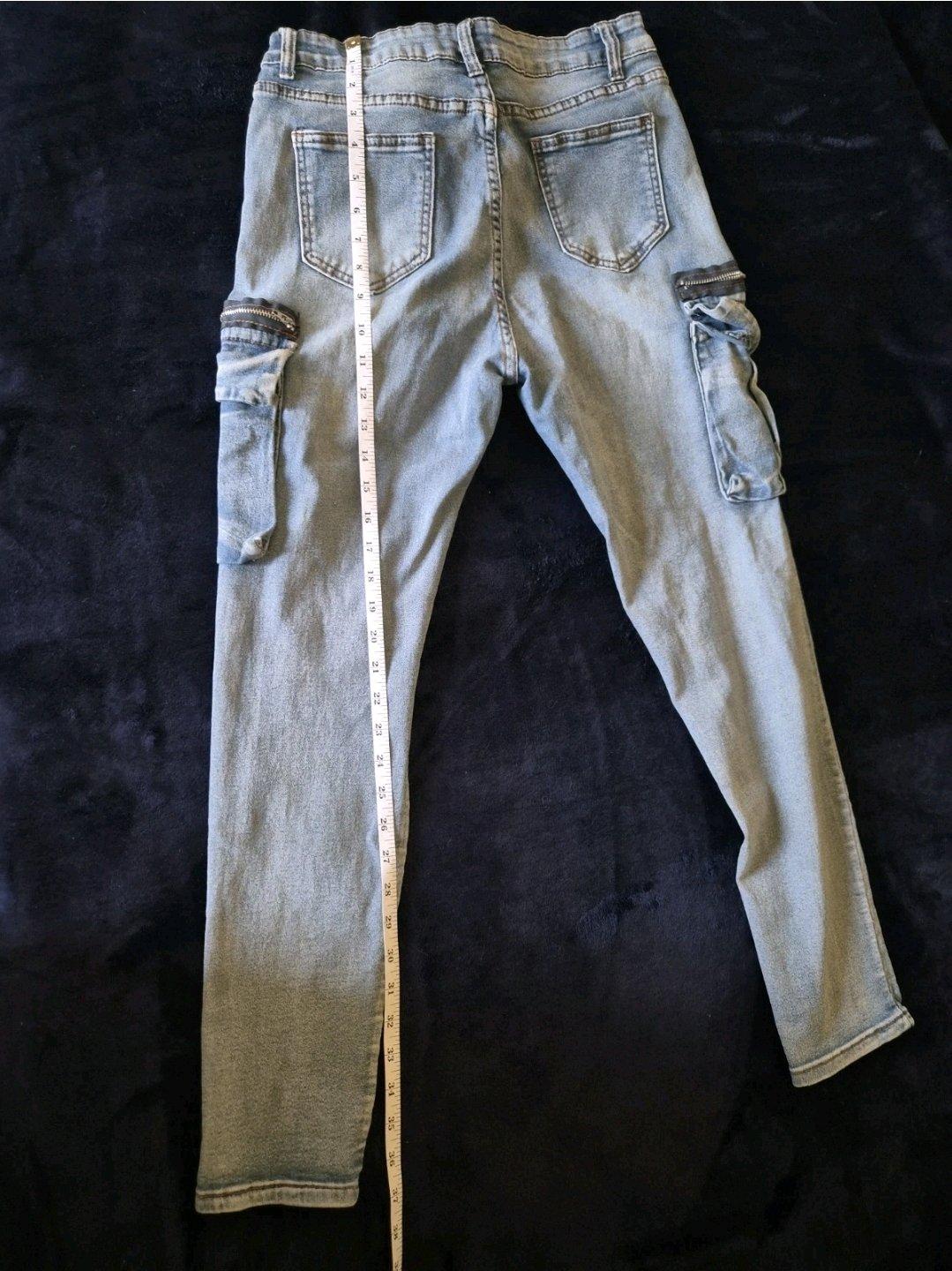 womens Light blue cargo skinny jeans