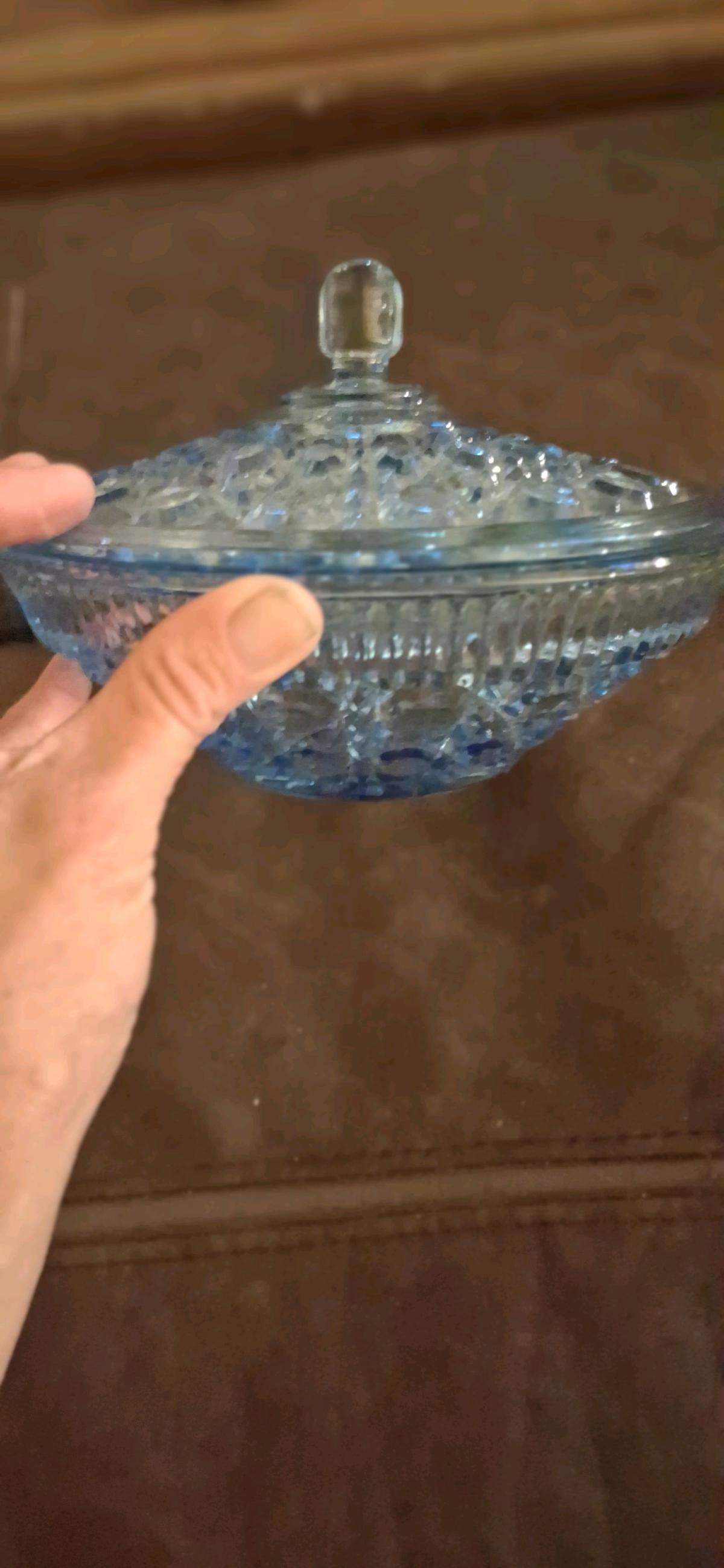 candy dish with lid blue
