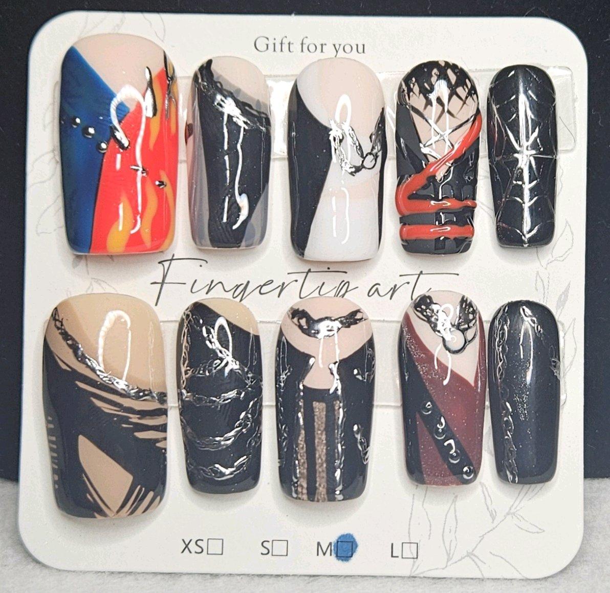 Handmade Stray Kids Venom Inspired Nails Sized Medium
