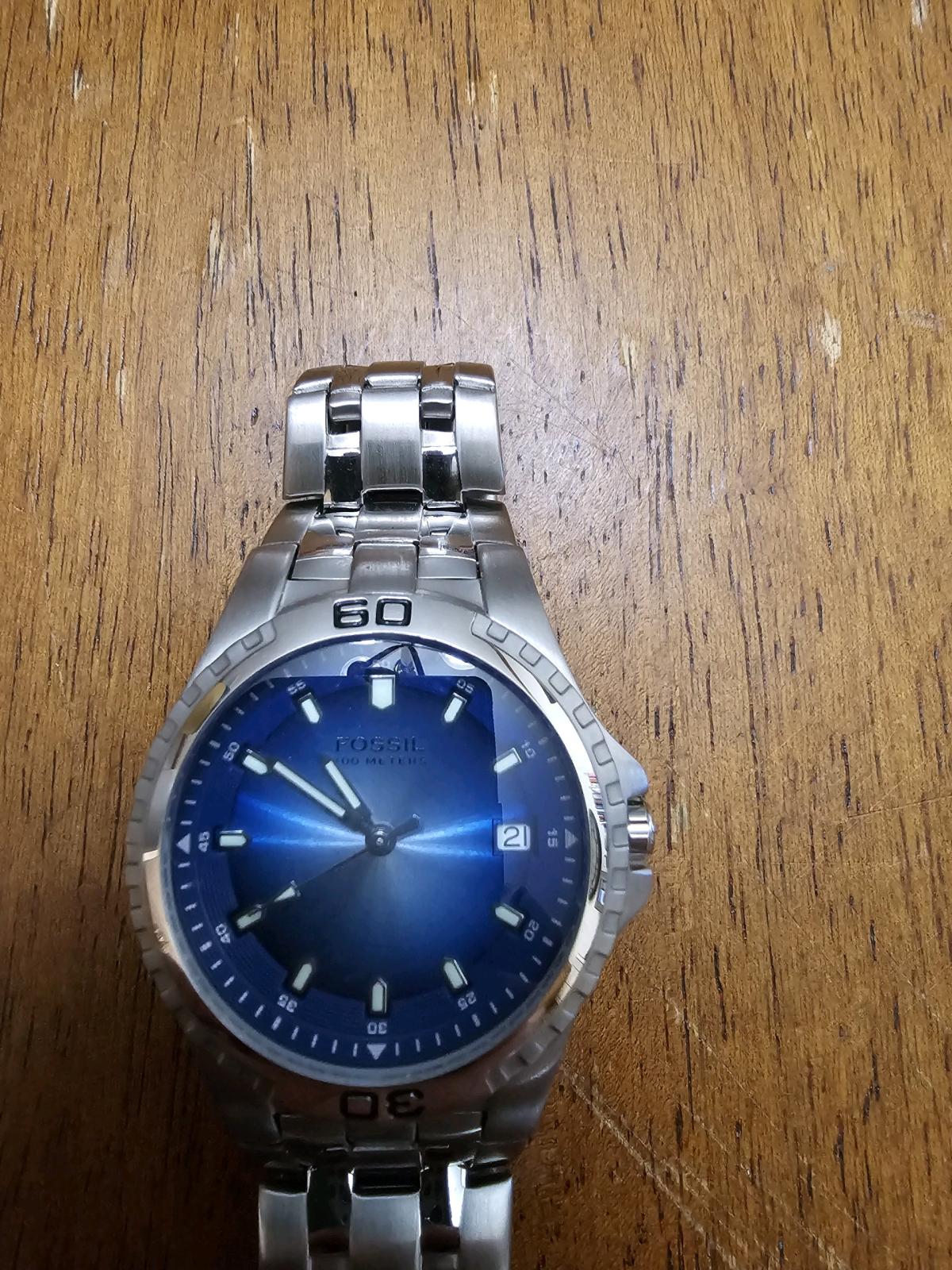 Vintage Fossil Blue mens watch