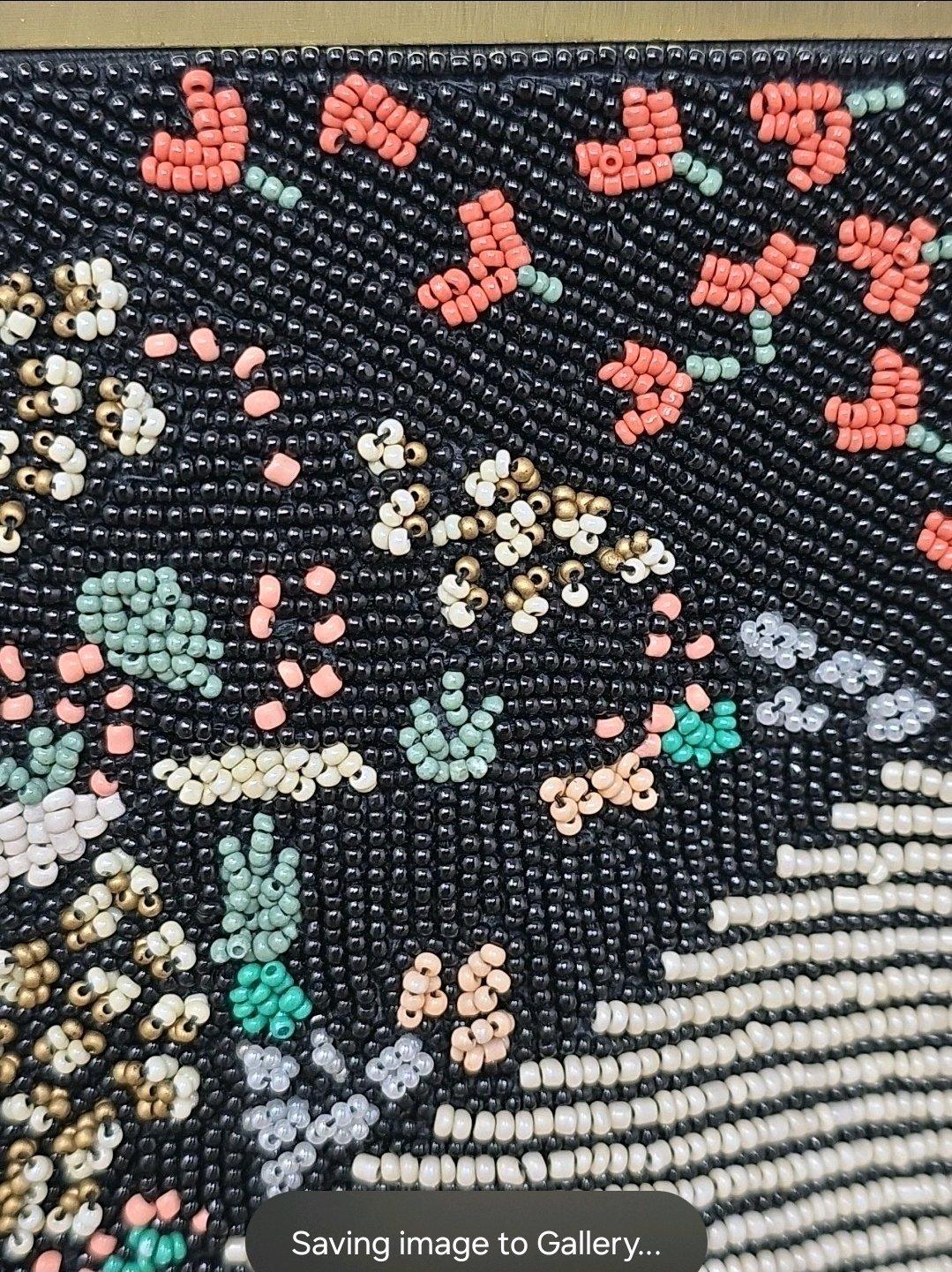 Anthropologie floral Beaded Crossover Purse Bag w Kiss Lock