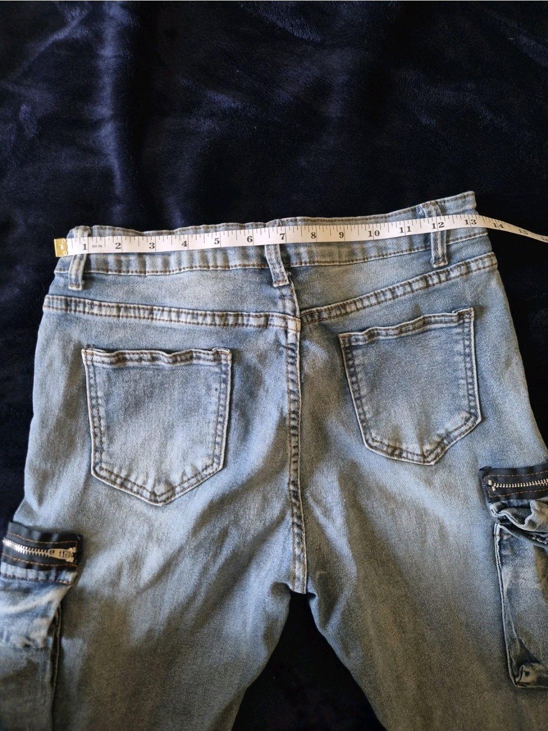 womens Light blue cargo skinny jeans