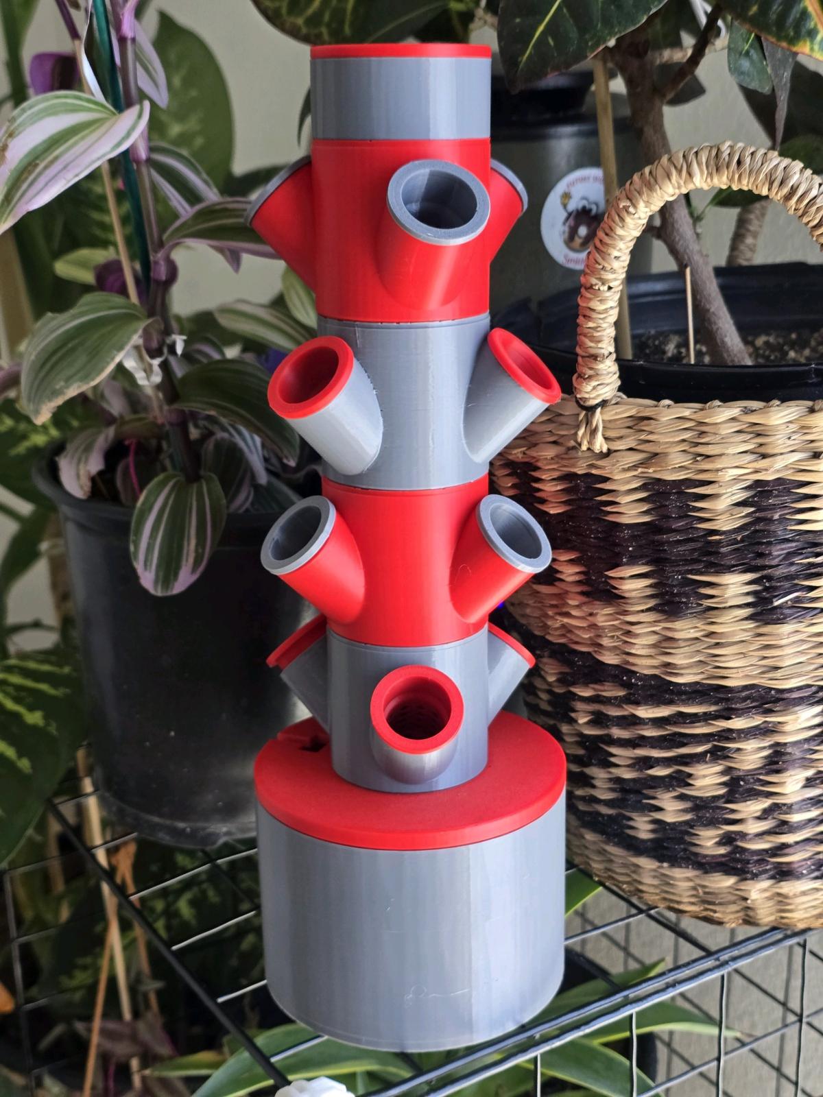 red and gray 4 tier hydroponic tower kit