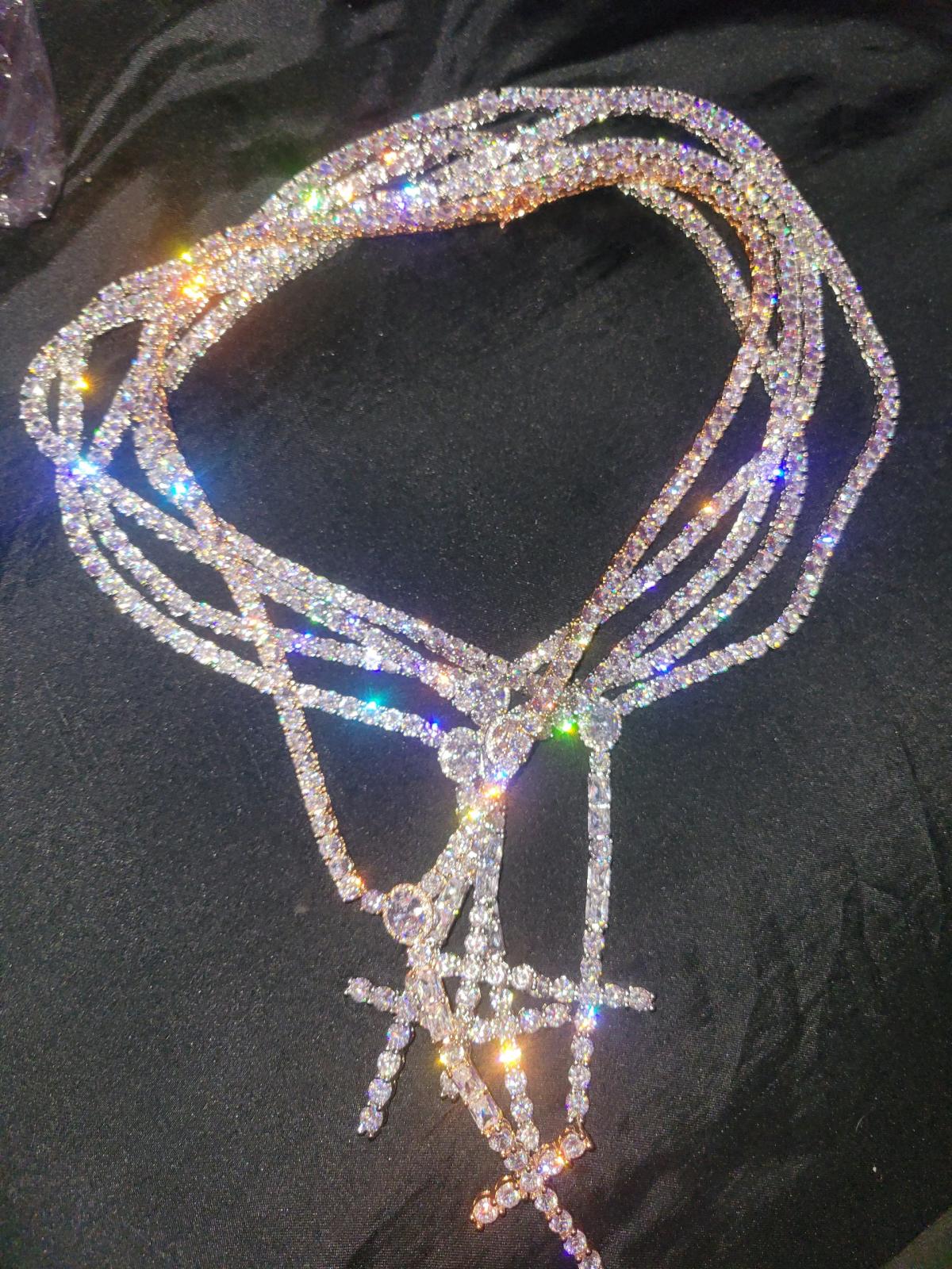 Silver Tennis VVS crytal Rosary