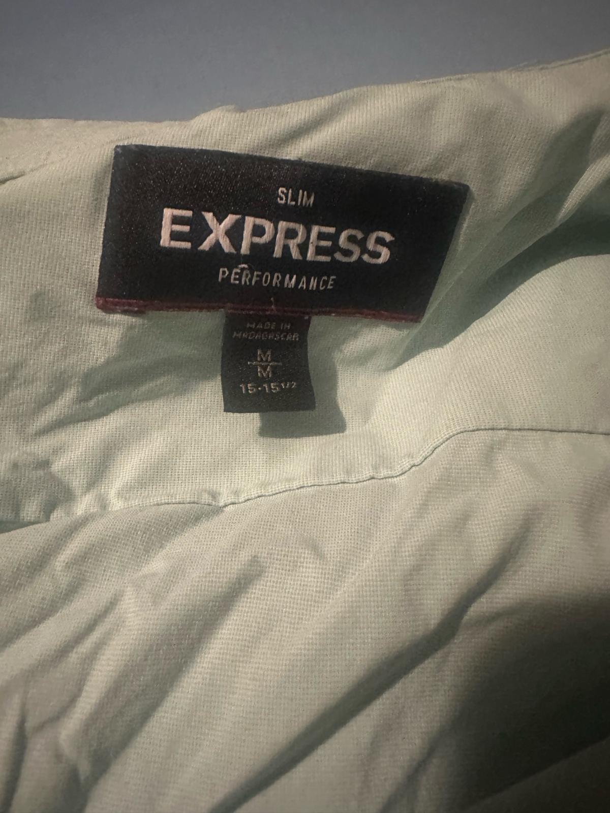 Express Shirt Mens Large green Performance Slim Fit Casual B