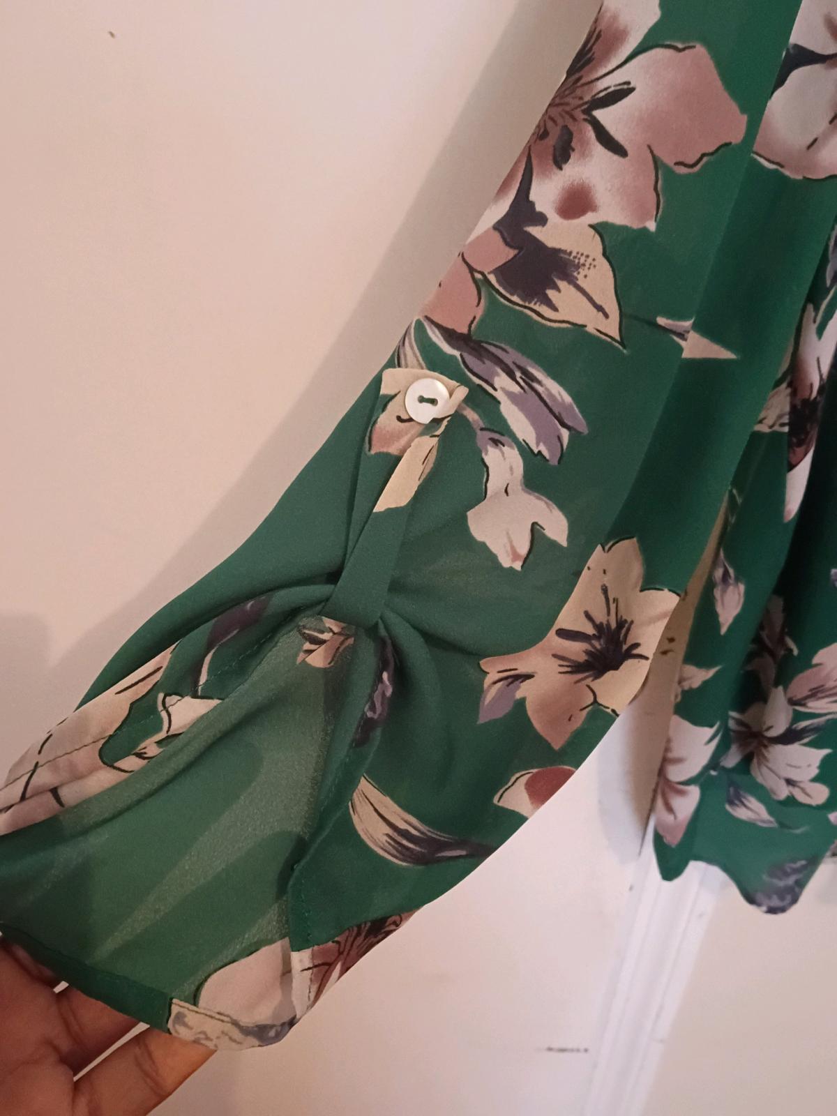 Green floral blouse size medium