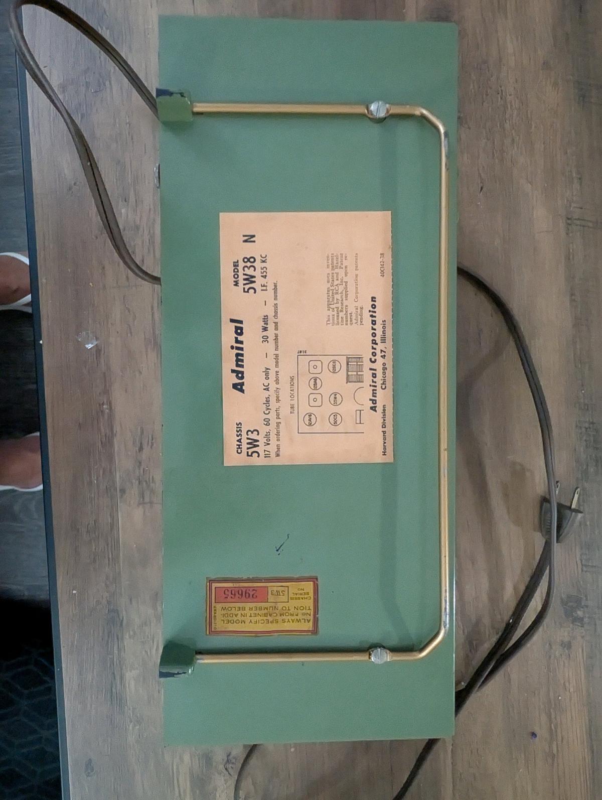 Admiral Tube Clock Radio midcentery 1950s
