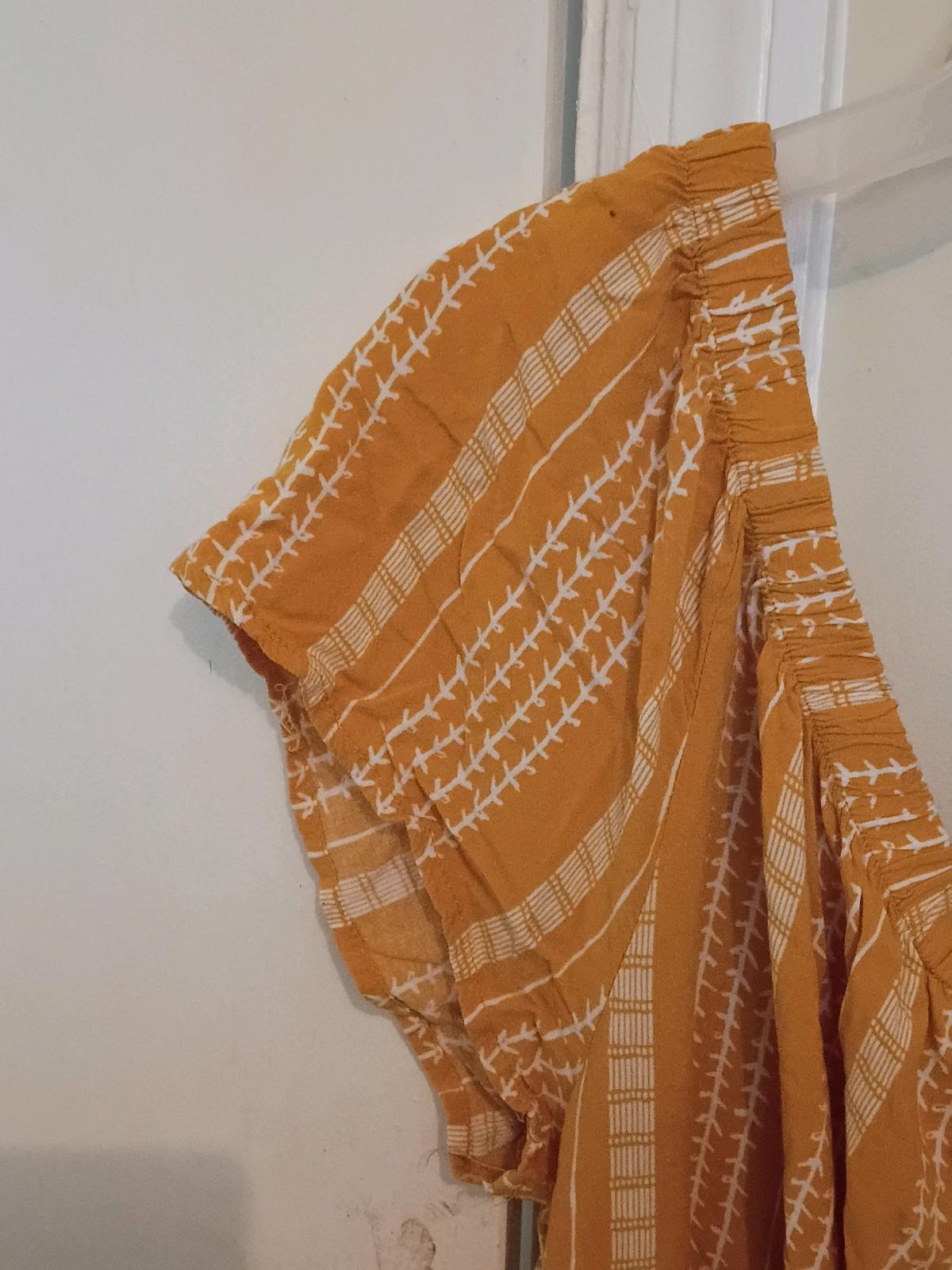 Mustard Yellow Striped ButtonFront Short Sleeve Dress
