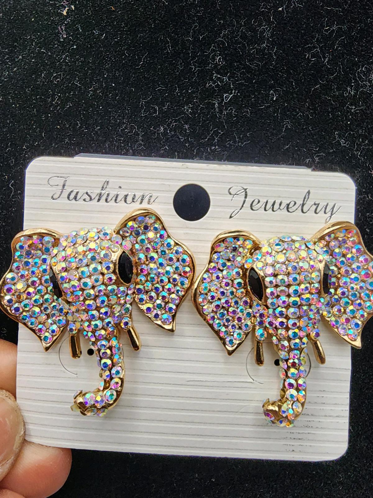 Elephant Brooch and Earrings Set