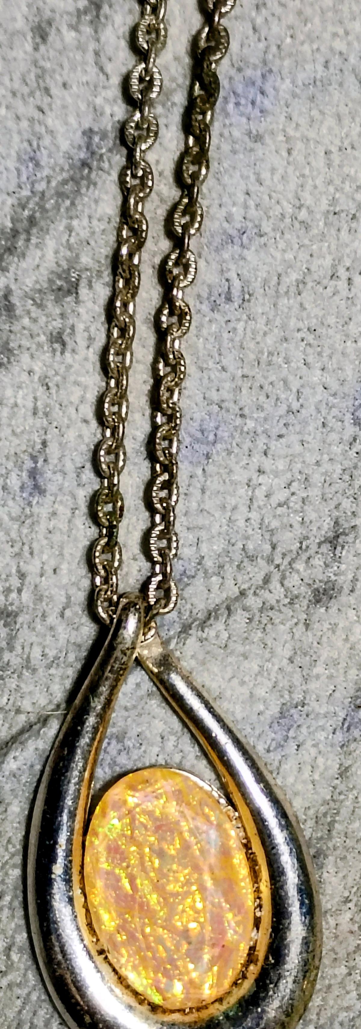 Womens Silver Tone Necklace with Pendant
