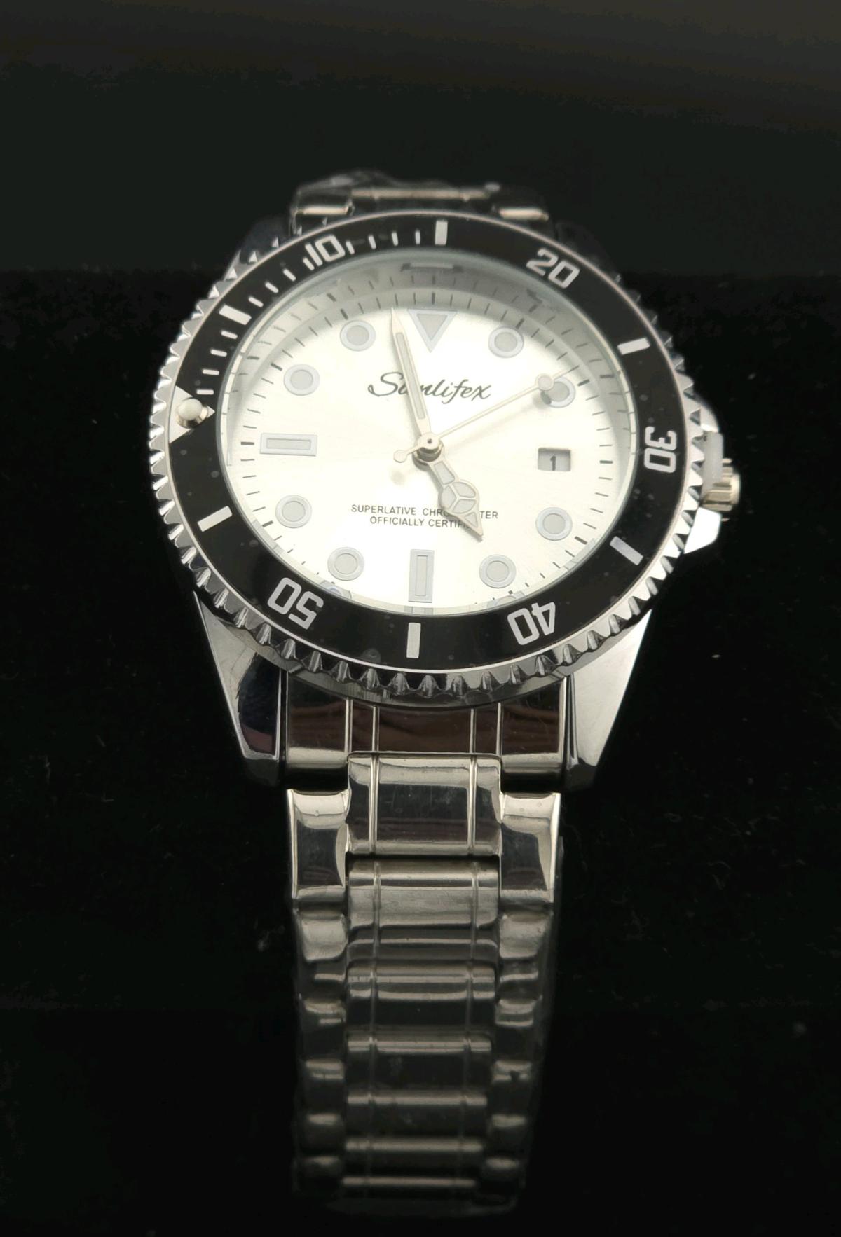 watch stainless steel silver n black for men