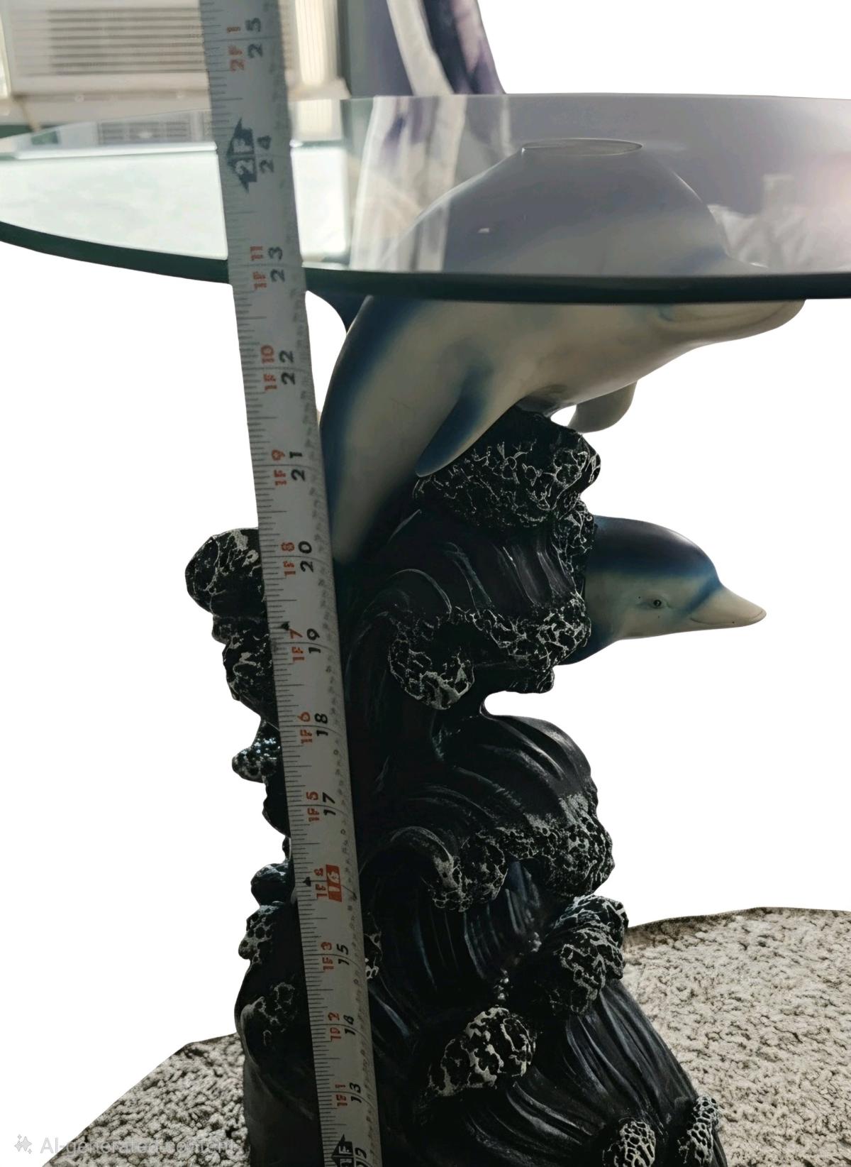 2 Dolphin Glass Top Side Table