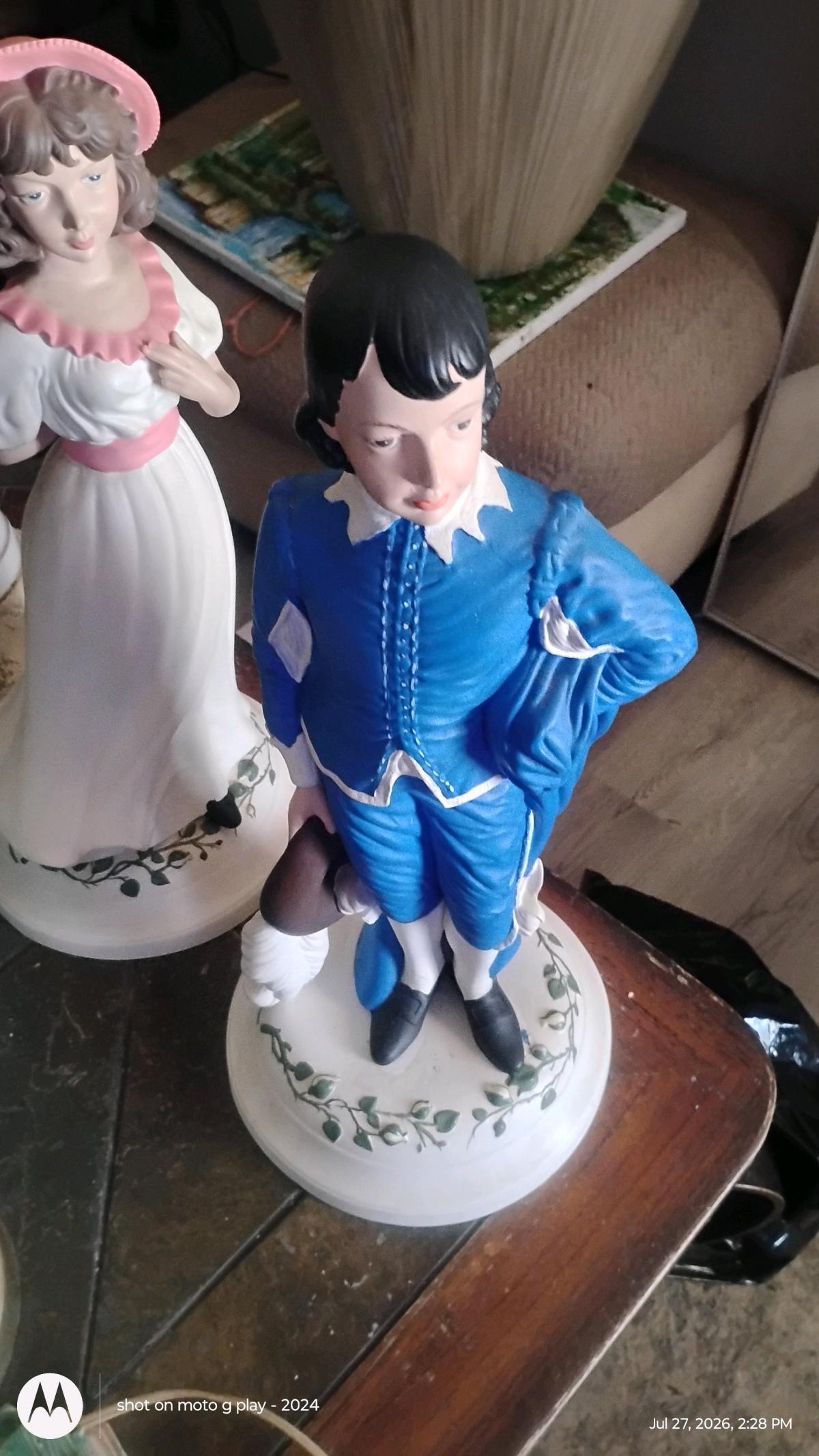 antique pictures with matching figurines