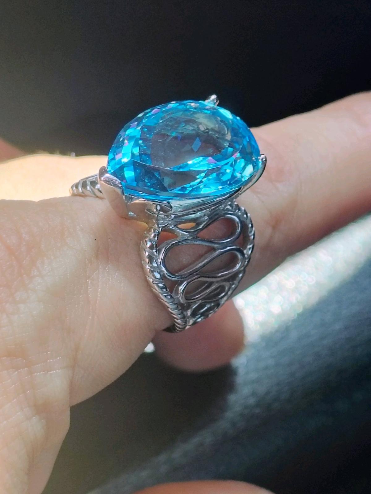 925 Blue Topaz Teardrop size 8