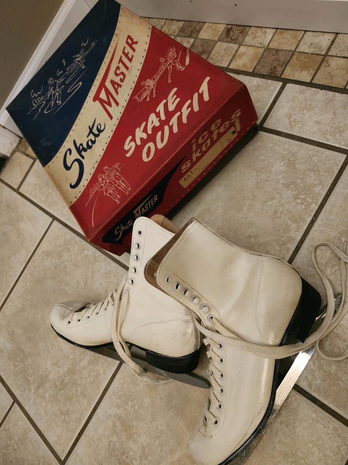 Vintage White Ice Skates from Skate Master