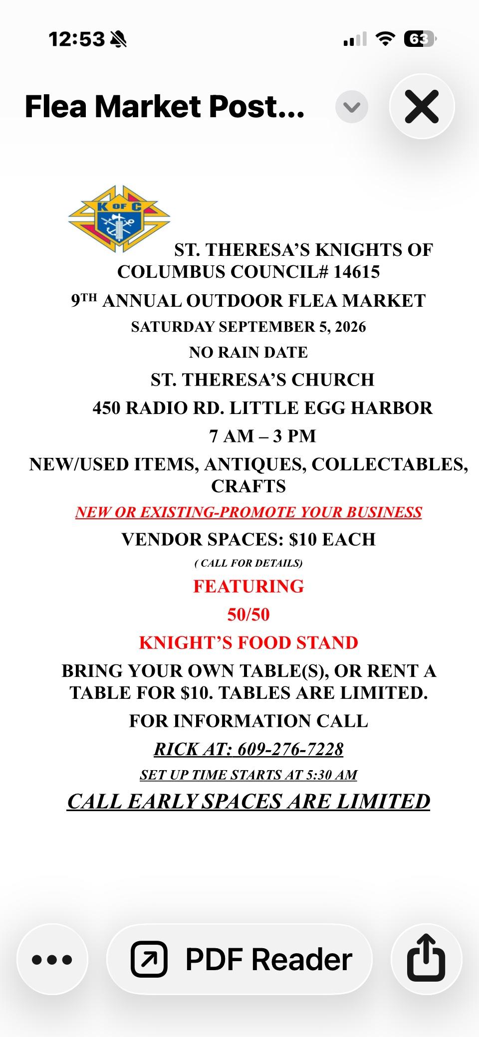 Knights of Columbus 9th annual flea market