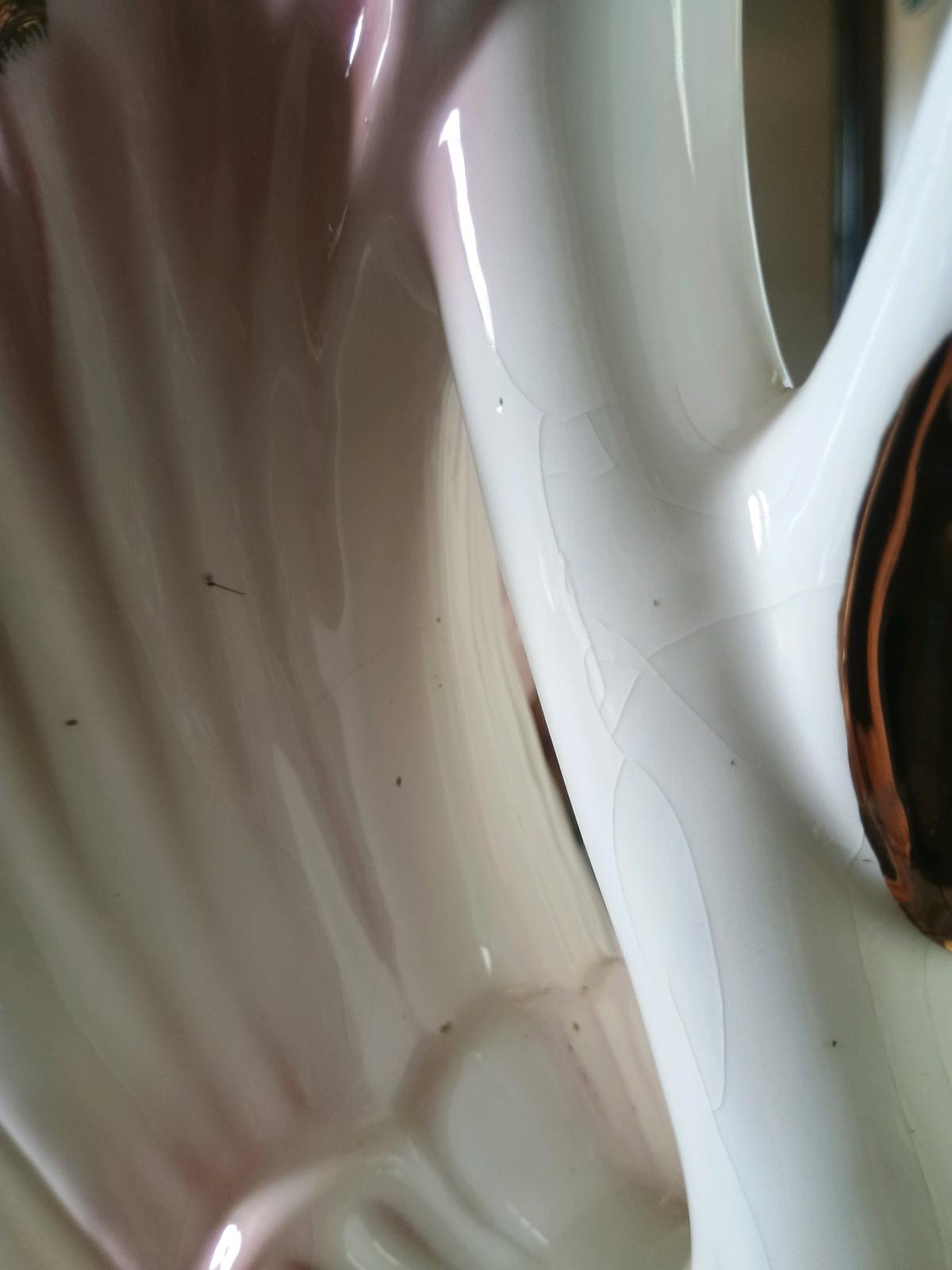 Vintage Ceramic Swan Handle Vases Pair