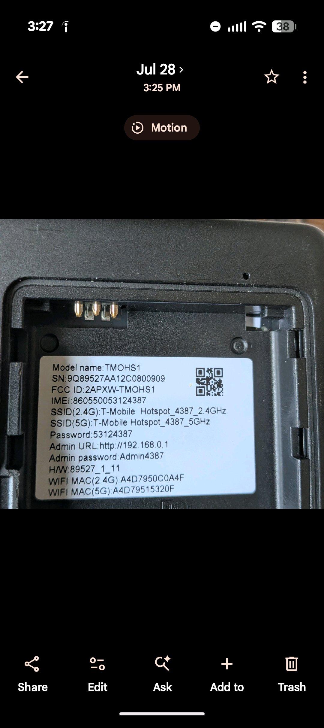 TMobile TMOHS1 4G LTE Portable WiFi Hotspot device