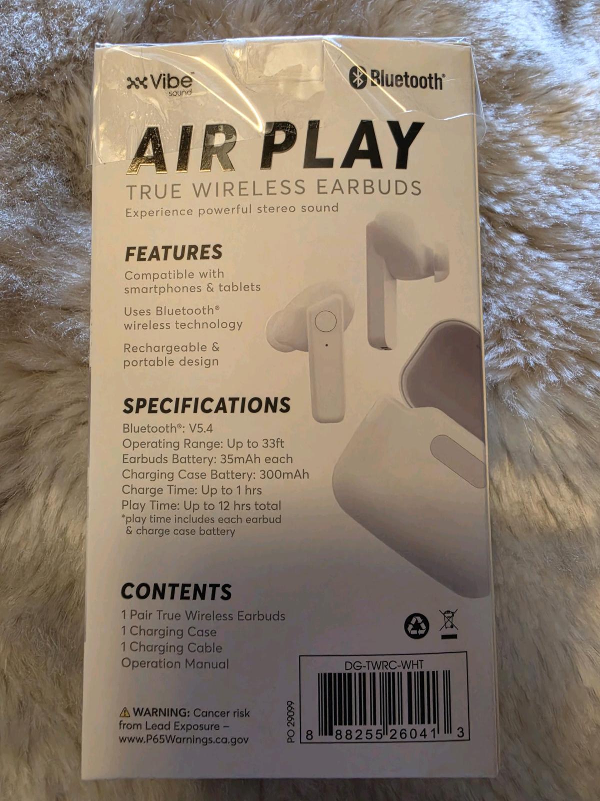New In Box VIBE Bluetooth earbuds