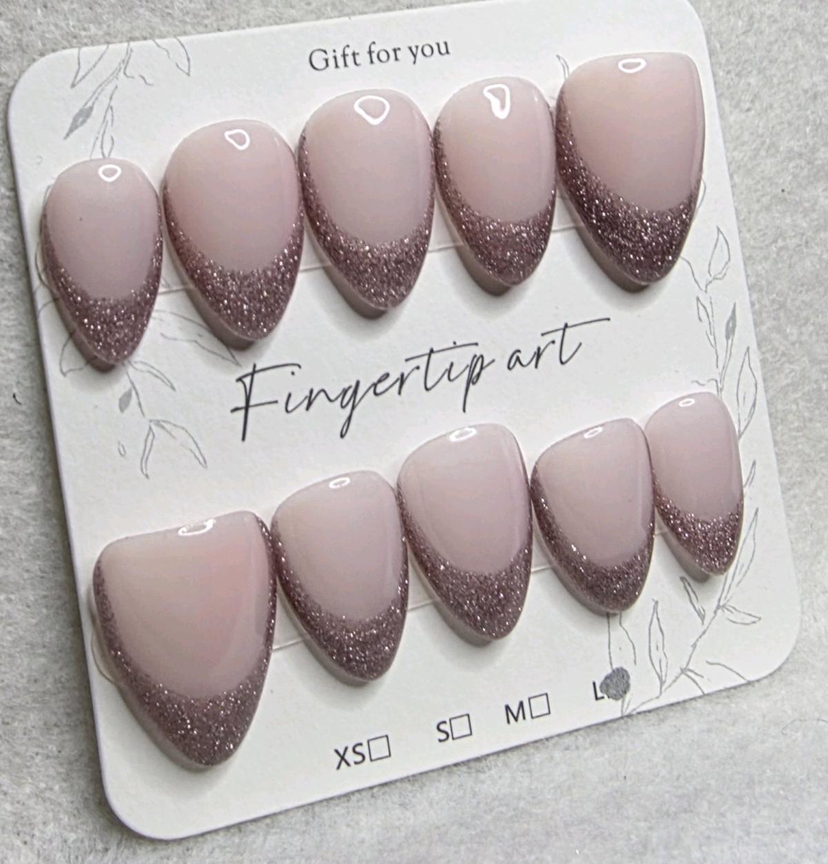 Handmade Cateye French Tip Nails Sized Large