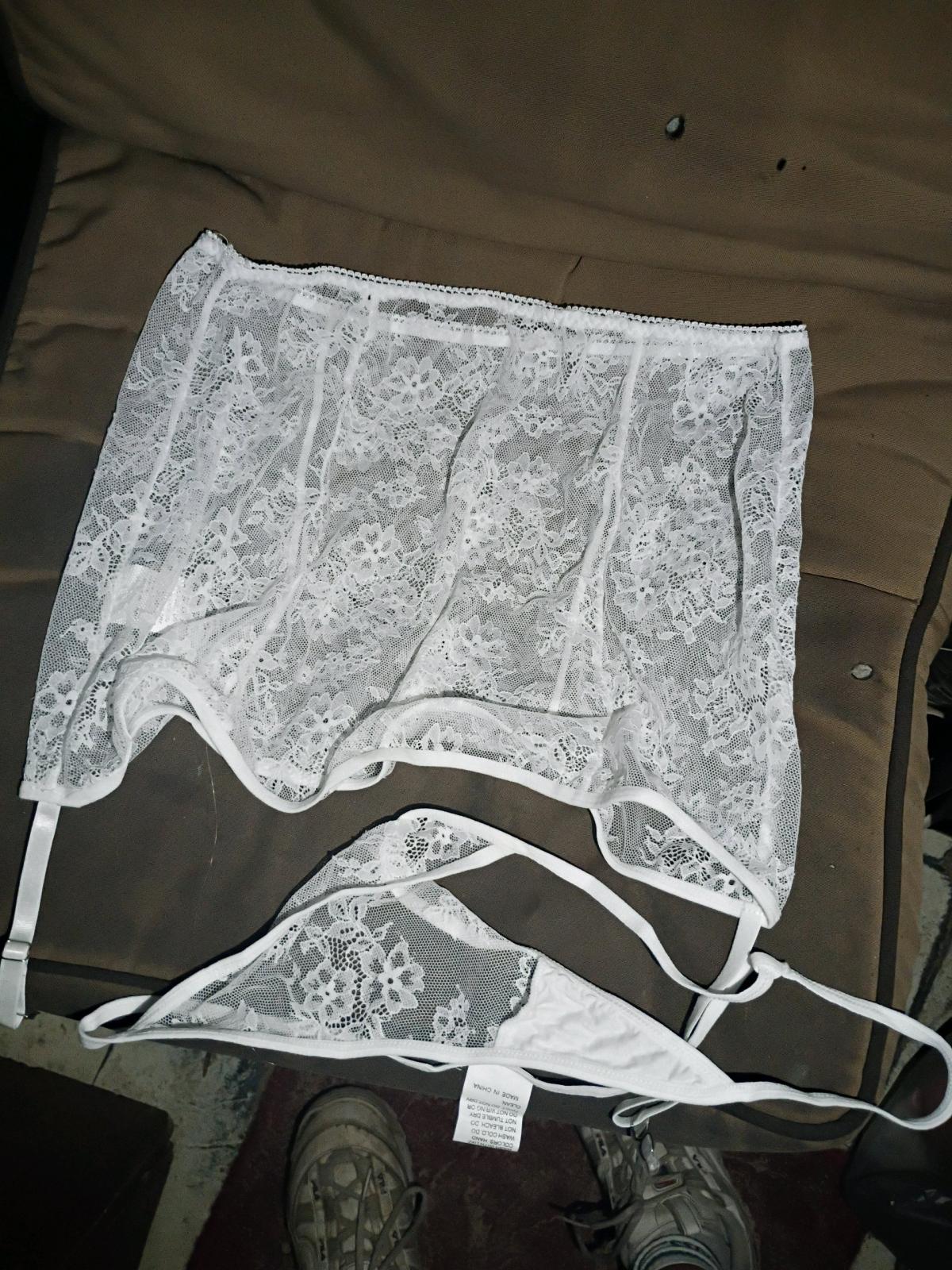 A Sexy Womans Nice New Sheer White Long Sleeve Top Skirt w P