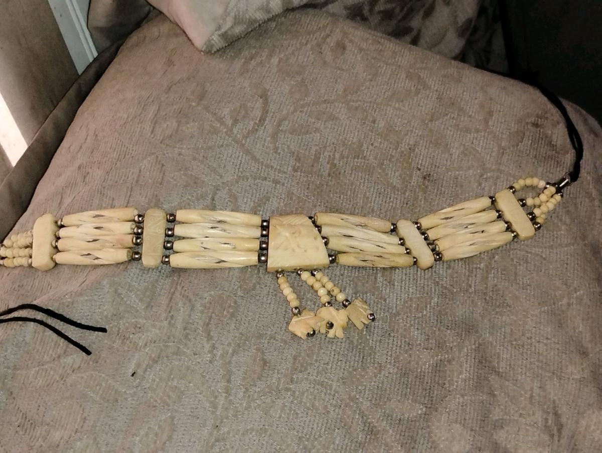antique carved Ivory and Bone choker