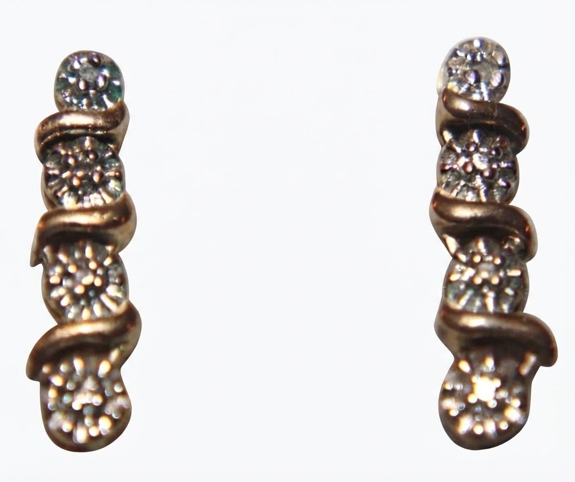 925 vintage drop diamond earrings