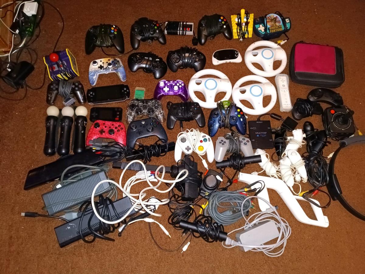 box of Video games accessories